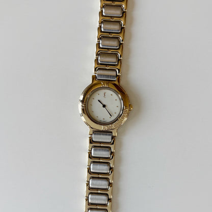 Yves Saint Laurent 1990s Round Dial Two Tone Watch