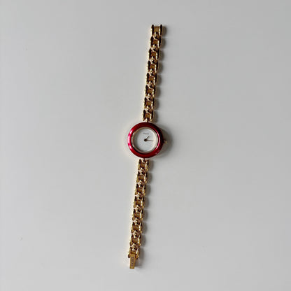 Gucci 1990s Interchangeable Bezel Gold Plated Rice Chain Watch with 6 bezels, case (160mm)