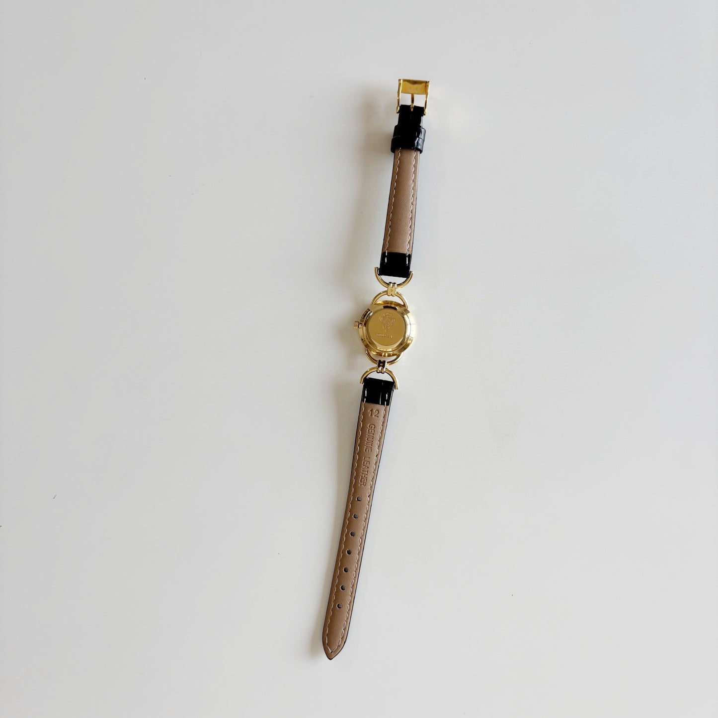 Gucci 1990s Seashell Dial Gold Plate Horsebit Watch