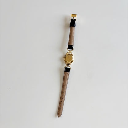 Gucci 1990s Seashell Dial Gold Plate Horsebit Watch