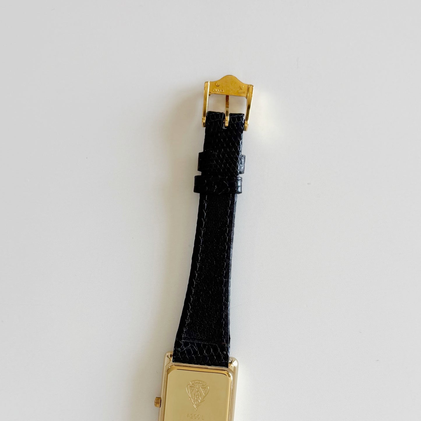 Gucci 1980s Black Dial Tank Gold Plated Watch