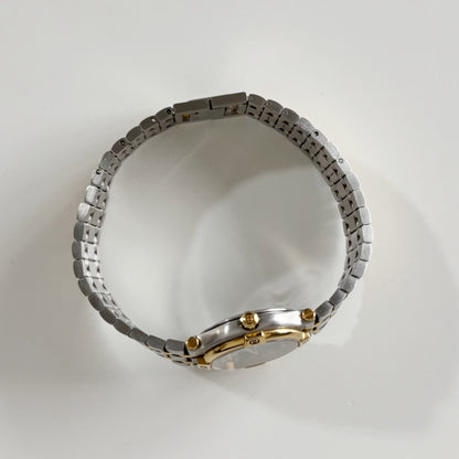 Gucci 1990s Black Dial Gold Plated Two Tone Watch