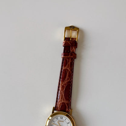 Gucci 1990s Date Round Dial Gold Plated Watch
