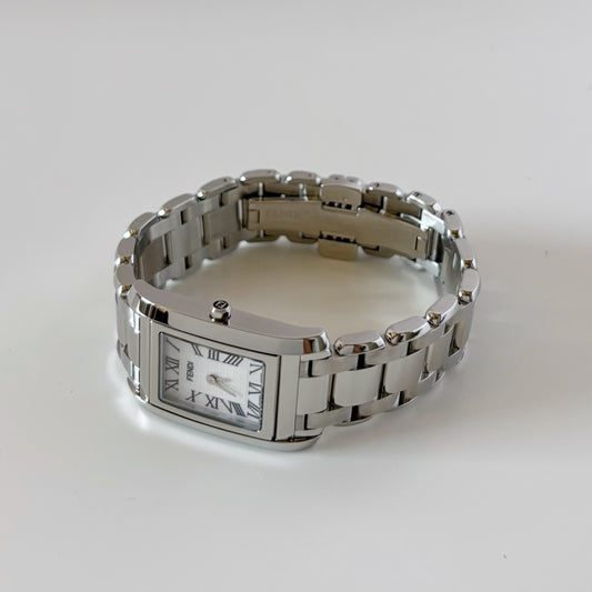 Fendi 1990s Seashell Dial Stainless steel Tank Watch