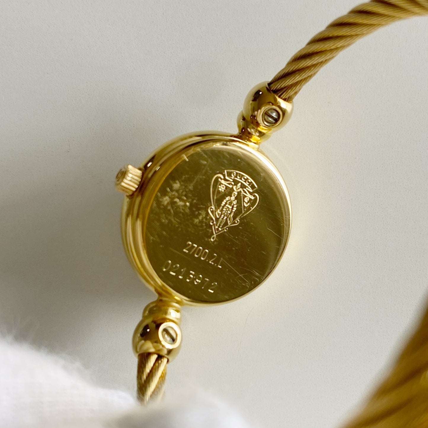 Gucci 1990s Seashell Dial Gold Plated Bangle Watch