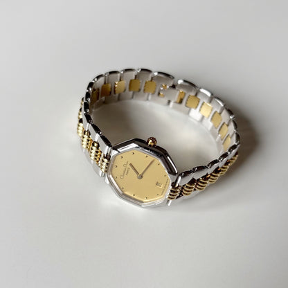 Dior 1990s Octagon Dial Two Tone Gold Plated Watch