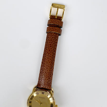 Gucci 1990s Gold Dial Round Watch