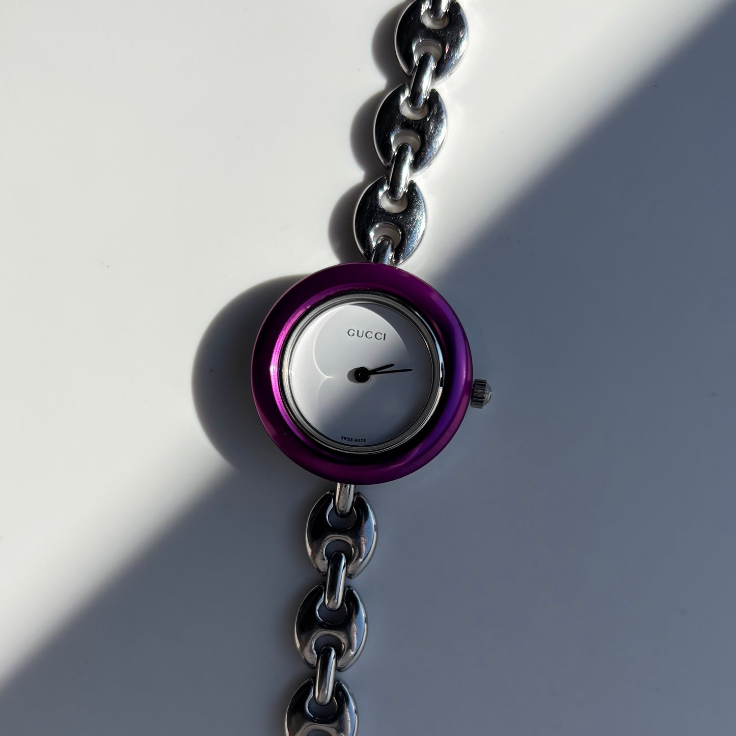 Gucci 1990s Interchangeable Bezel Stainless steel Watch with 6 bezels, case (165mm)