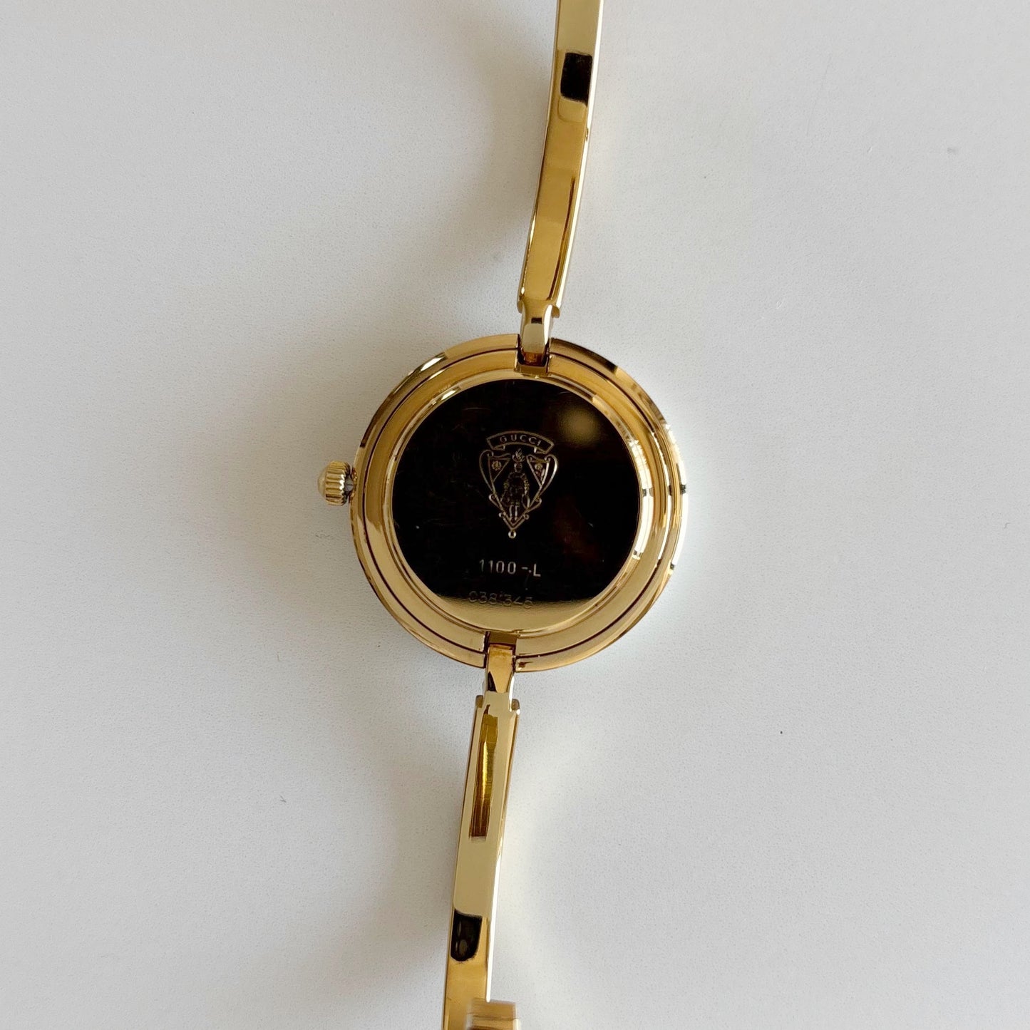 Gucci 1980s Interchangeable Bezel Gold Plated Bangle Watch with 12 bezels, case