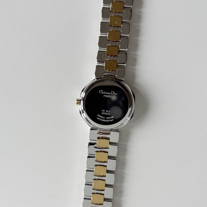 Dior 1990s Octagon Two Tone Gold Plated Watch
