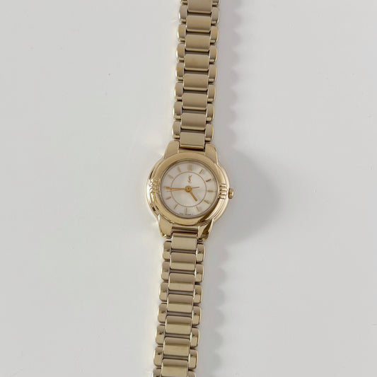 Yves Saint Laurent 1990s Round Dial Gold Plated Watch