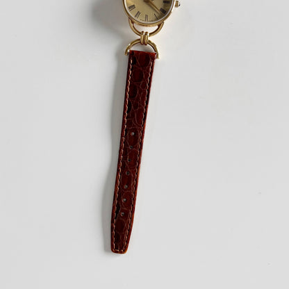 Gucci 1990s Round Dial Horsibit Gold Plated Watch