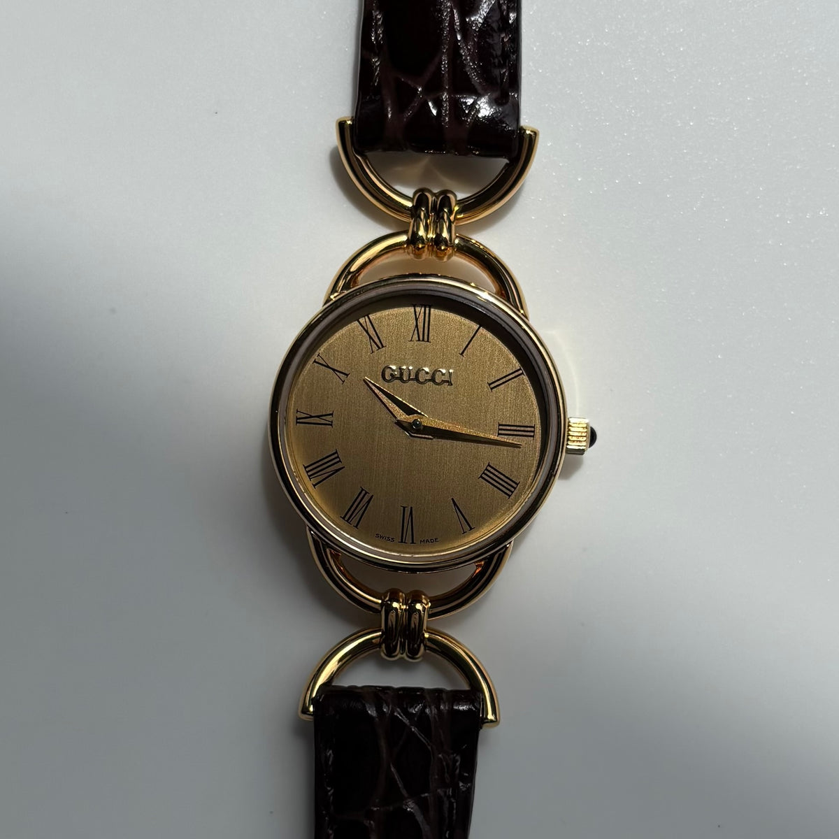 Gucci 1990s Gold Dial Horsebit Gold-Plated Watch