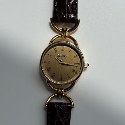 Gucci 1990s Gold Dial Horsebit Gold-Plated Watch