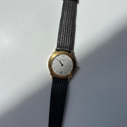 Dior 1990s Date Round Dial Gold Plated Watch