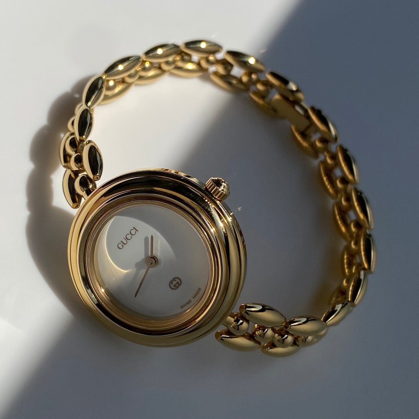 Gucci 1990s Interchangeable Bezel Gold Plated Watch with 6 bezels, case (160mm)