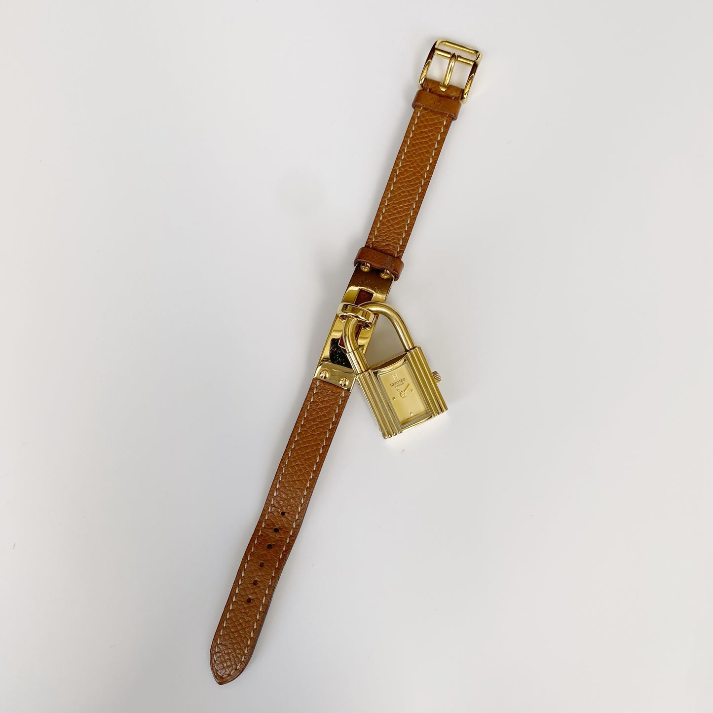 Hermés 1990s Kelly Gold Plated Leather Watch