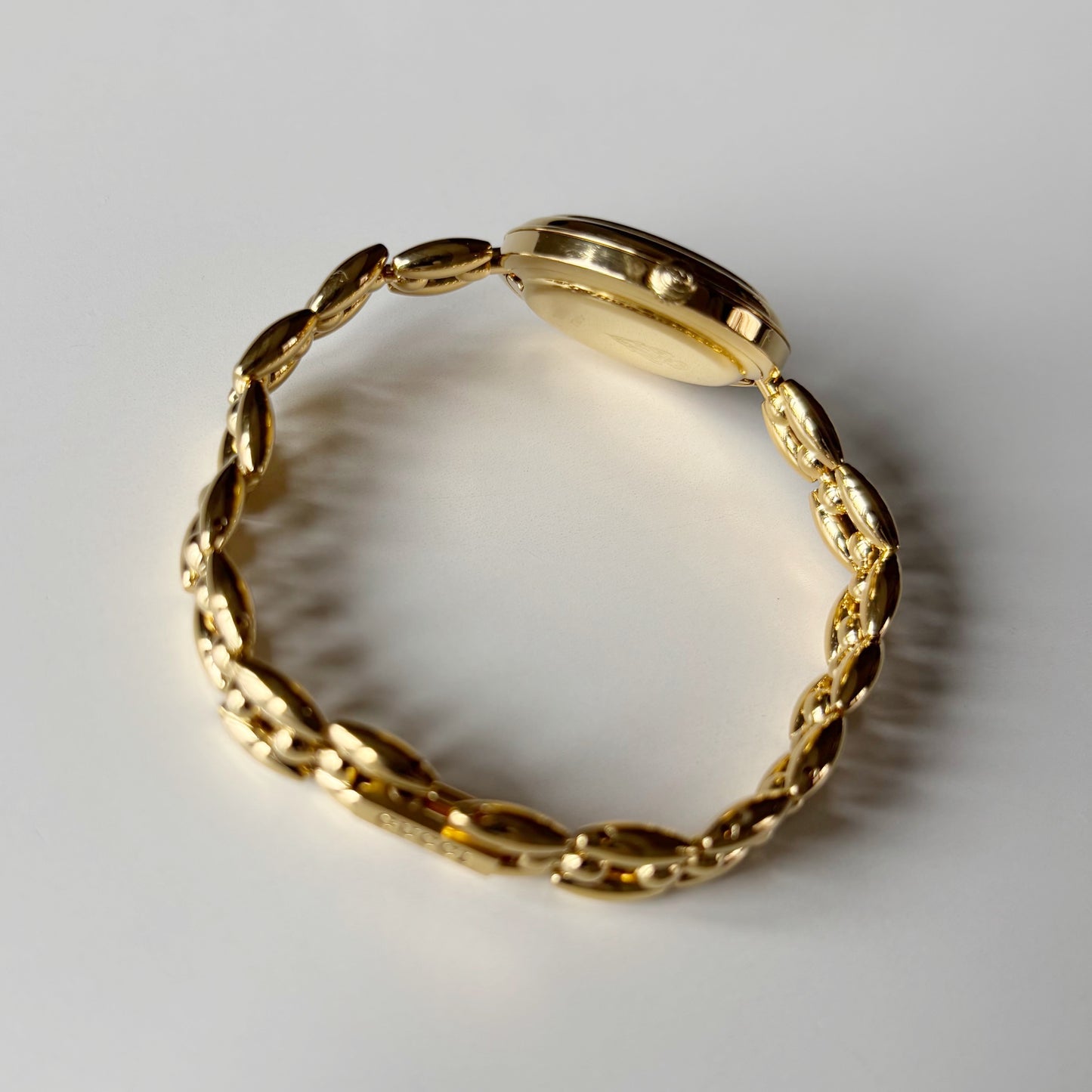Gucci 1990s Interchangeable Bezel Gold Plated Rice Chain Watch with 6 bezels, case (160mm)