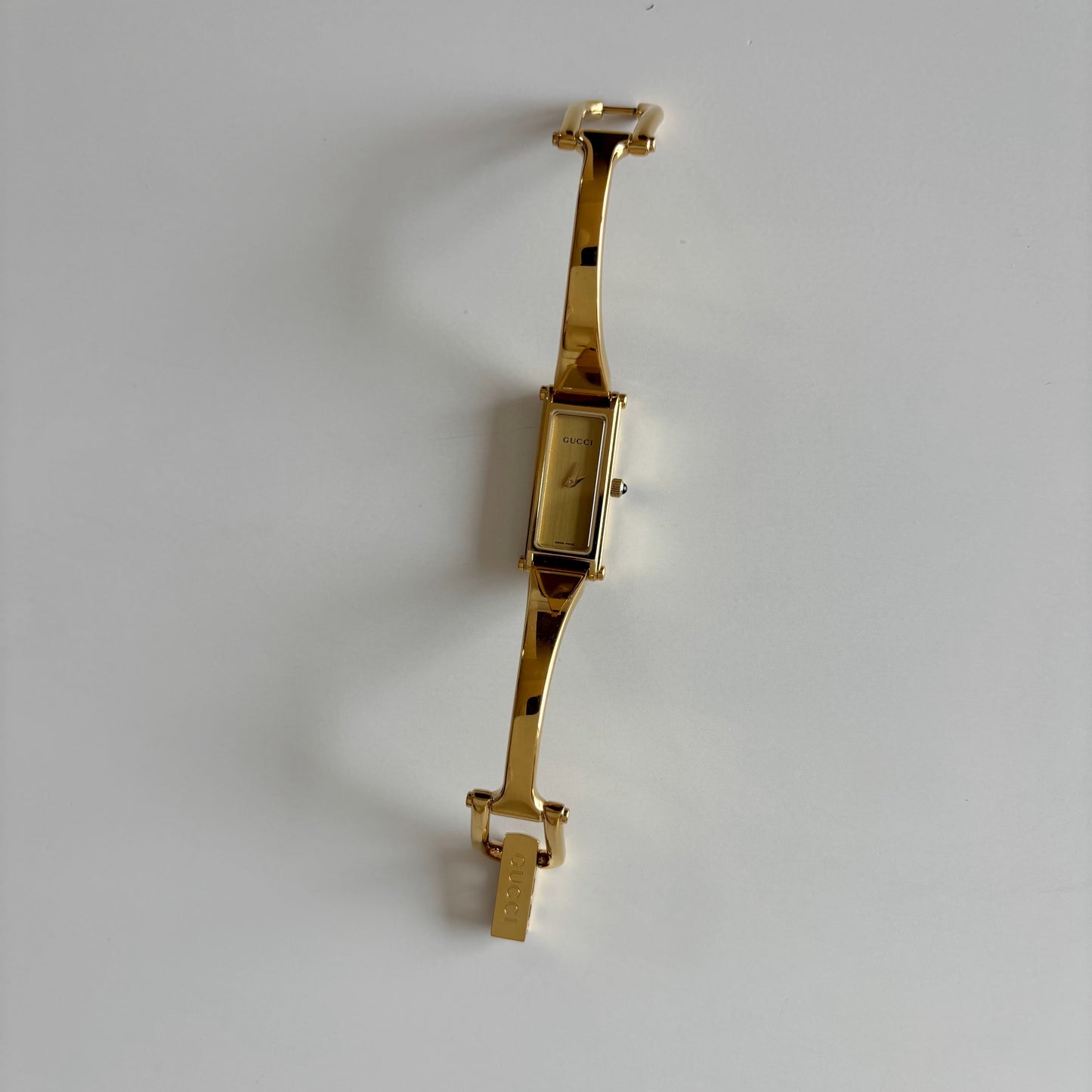 Gucci 1990s Gold Dial Gold Plated Bangle Watch (Small)