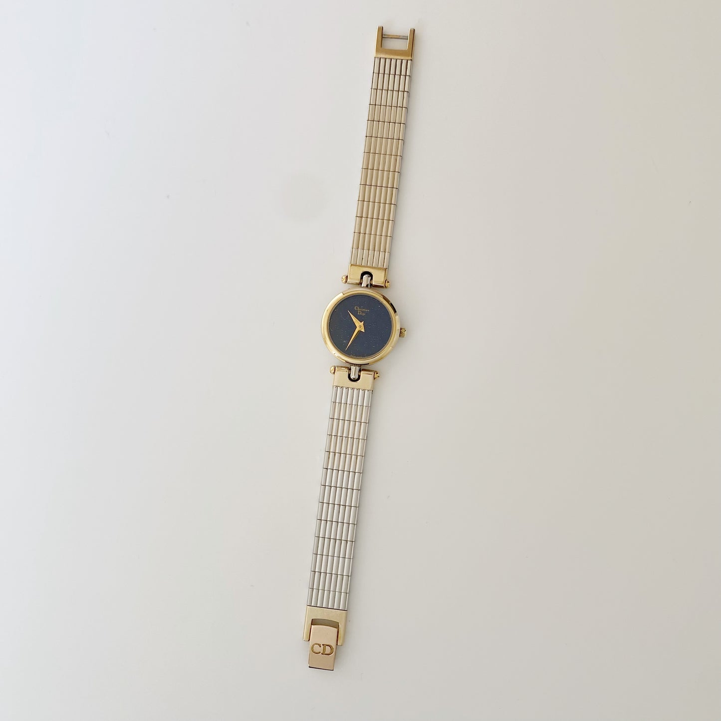 Dior 1990s Navy Dial Gold Plated Two Tone Watch