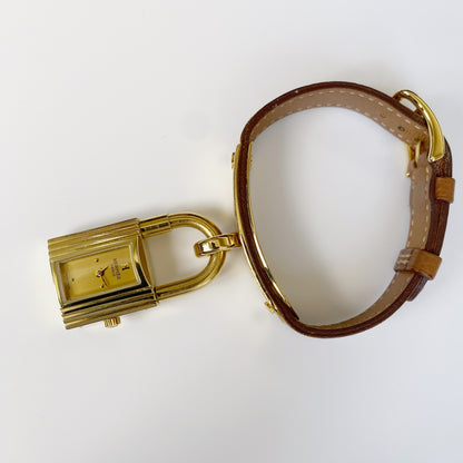 Hermés 1990s Kelly Gold Plated Leather Watch