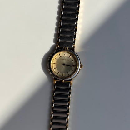 Yves Saint Laurent 1990s Round Dial Two Tone Watch