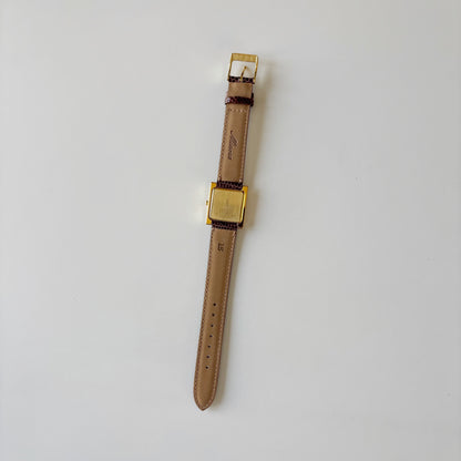 Yves Saint Laurent 1990s Square Dial Gold Plated Watch