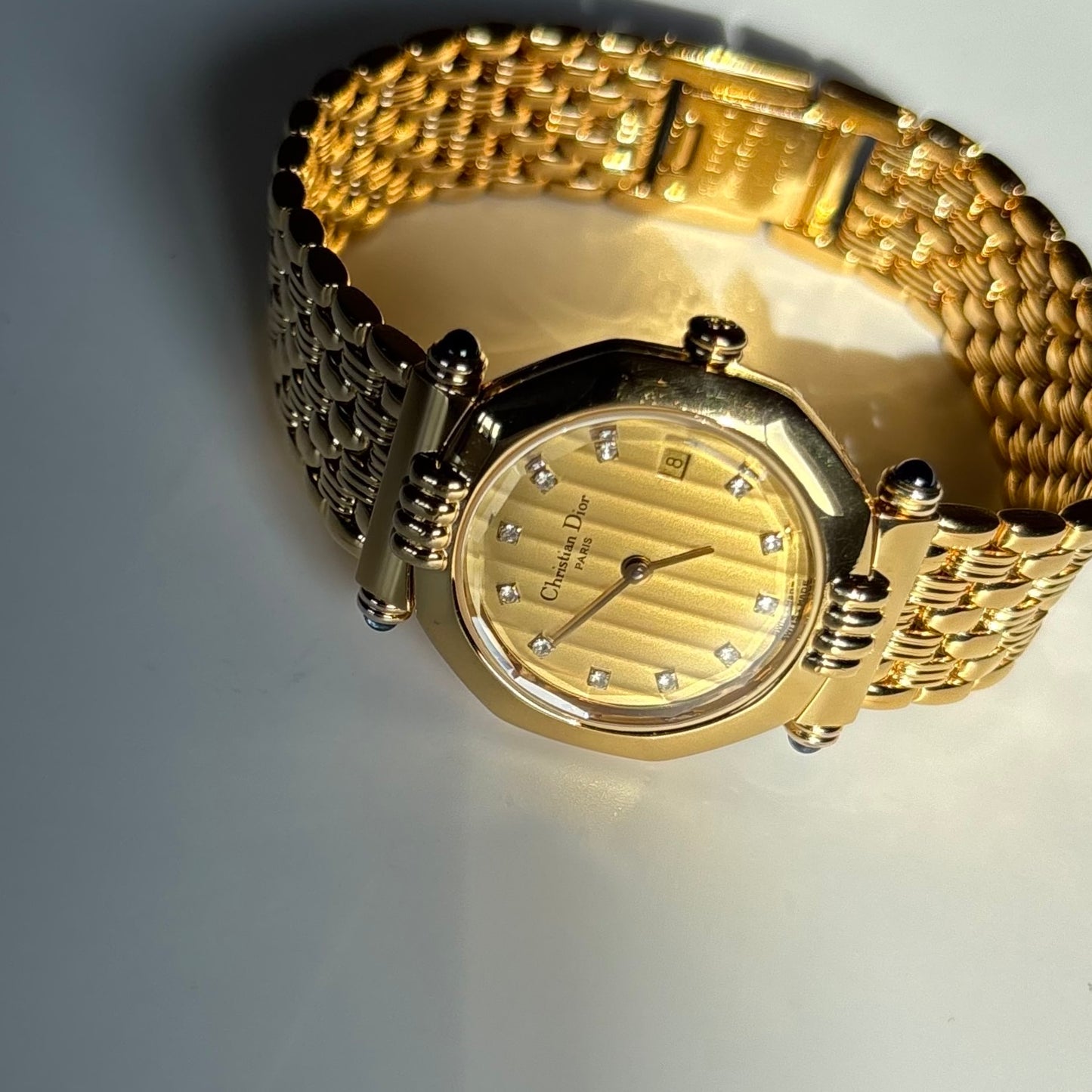 Dior 1990s Octagon Dial Gold Plated Watch