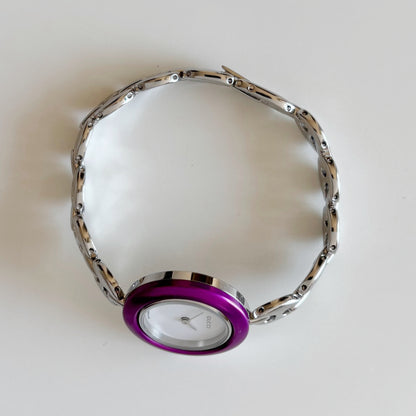 Gucci 1990s Interchangeable Bezel Stainless steel Watch with 6 bezels, case (165mm)