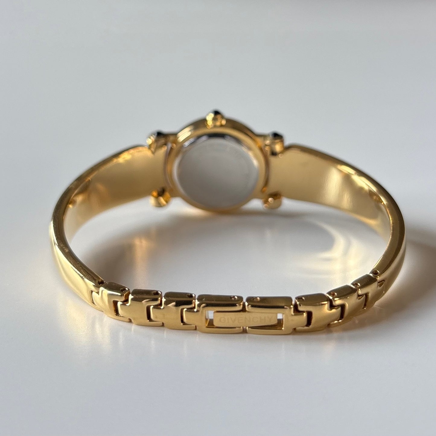 Givenchy 1990s Seashell Dial Gold Plated Bangle Watch