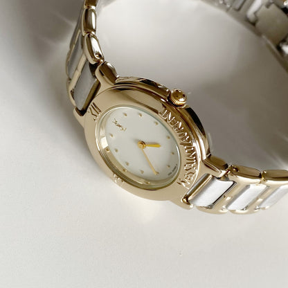 Yves Saint Laurent 1990s Round Dial Two Tone Watch