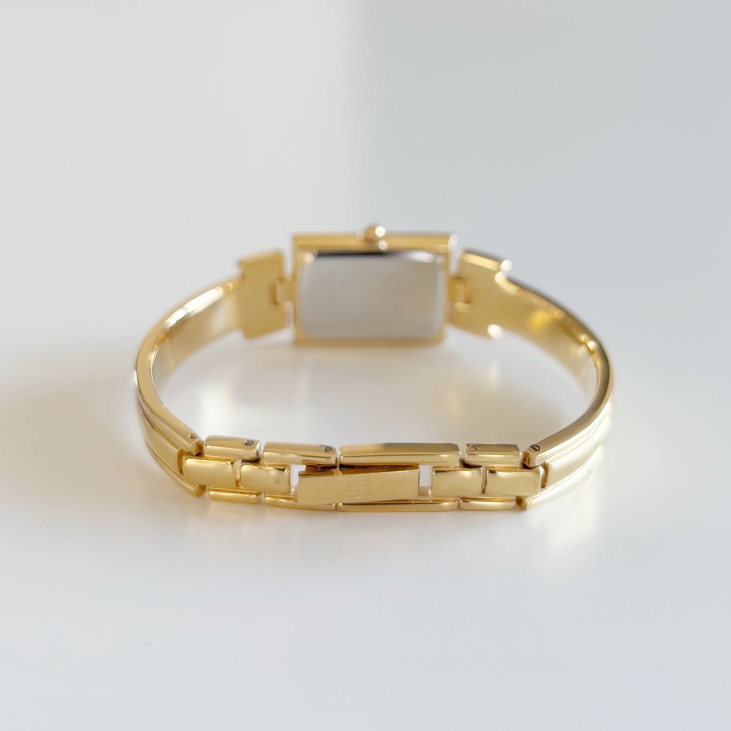 Givenchy 1990s Rectangular Dial Gold Plated Bangle Watch