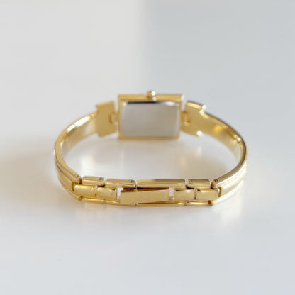 Givenchy 1990s Rectangular Dial Gold Plated Bangle Watch