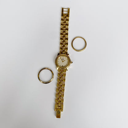 Fendi 1990s Interchangeable Bezel Round Gold Plated Watch with 3 bezels, case