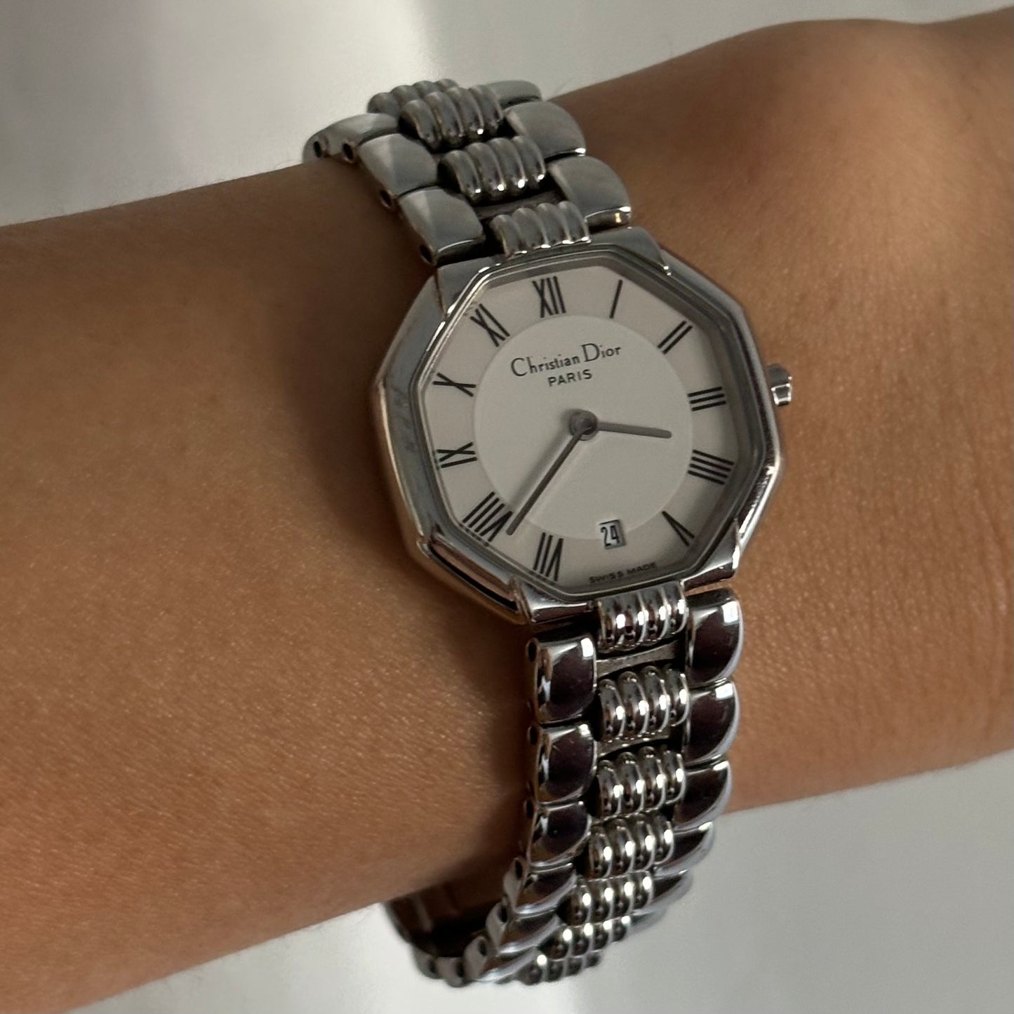 Dior 1990s Octagon Silver Watch