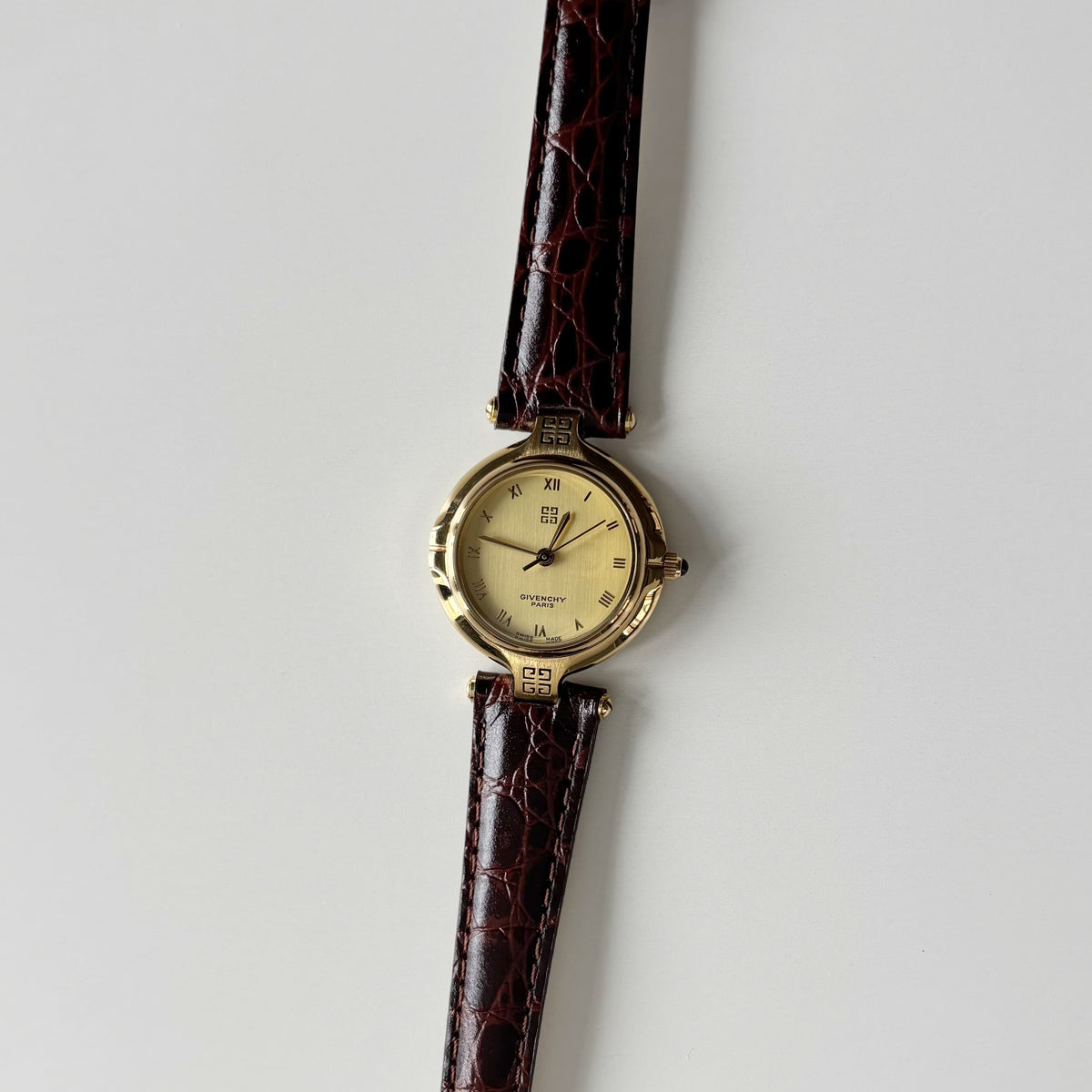 Givenchy 1990s Round Dial Gold Plated Watch