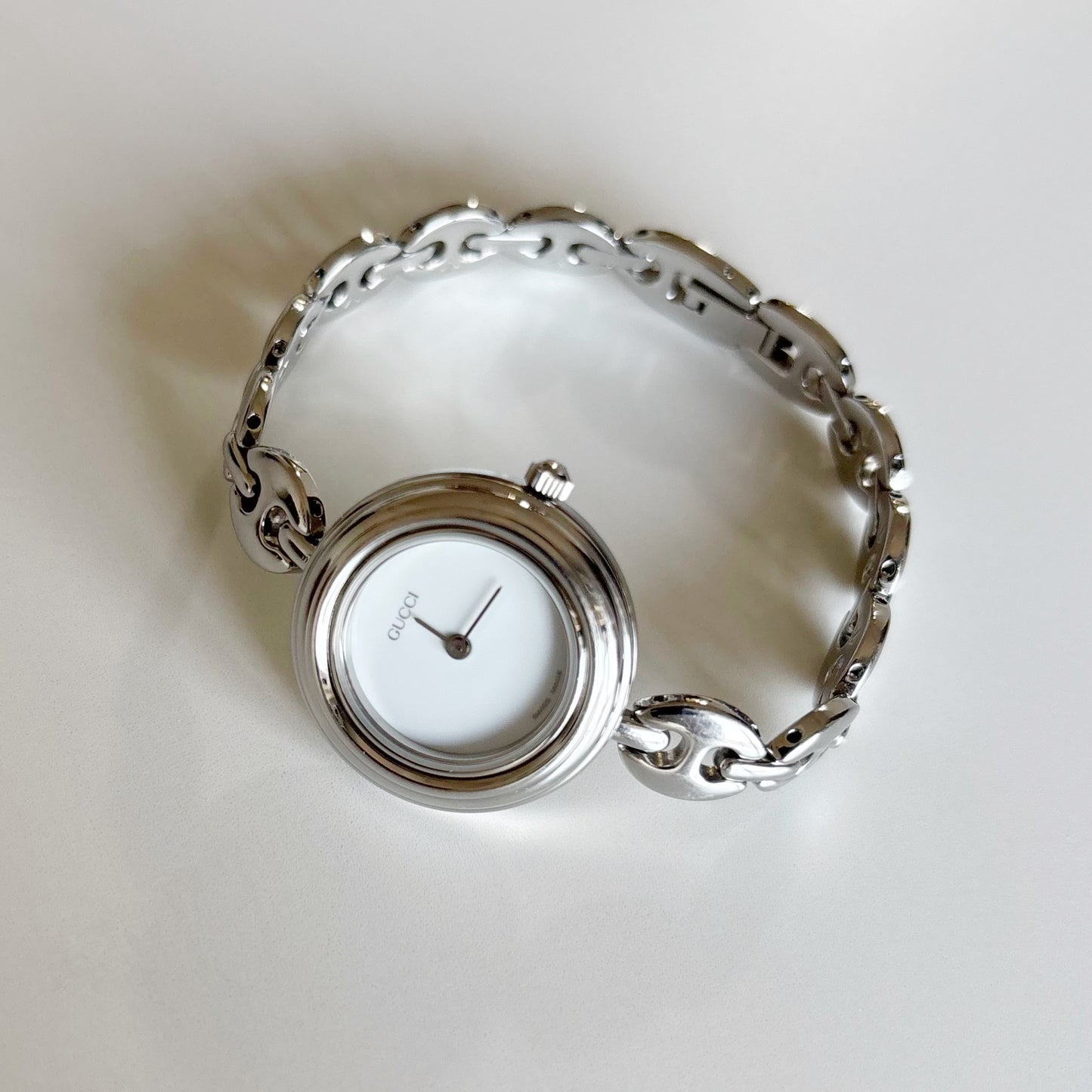 Gucci 1990s Interchangeable Bezel Stainless steel Watch with 6 bezels, case (165mm)