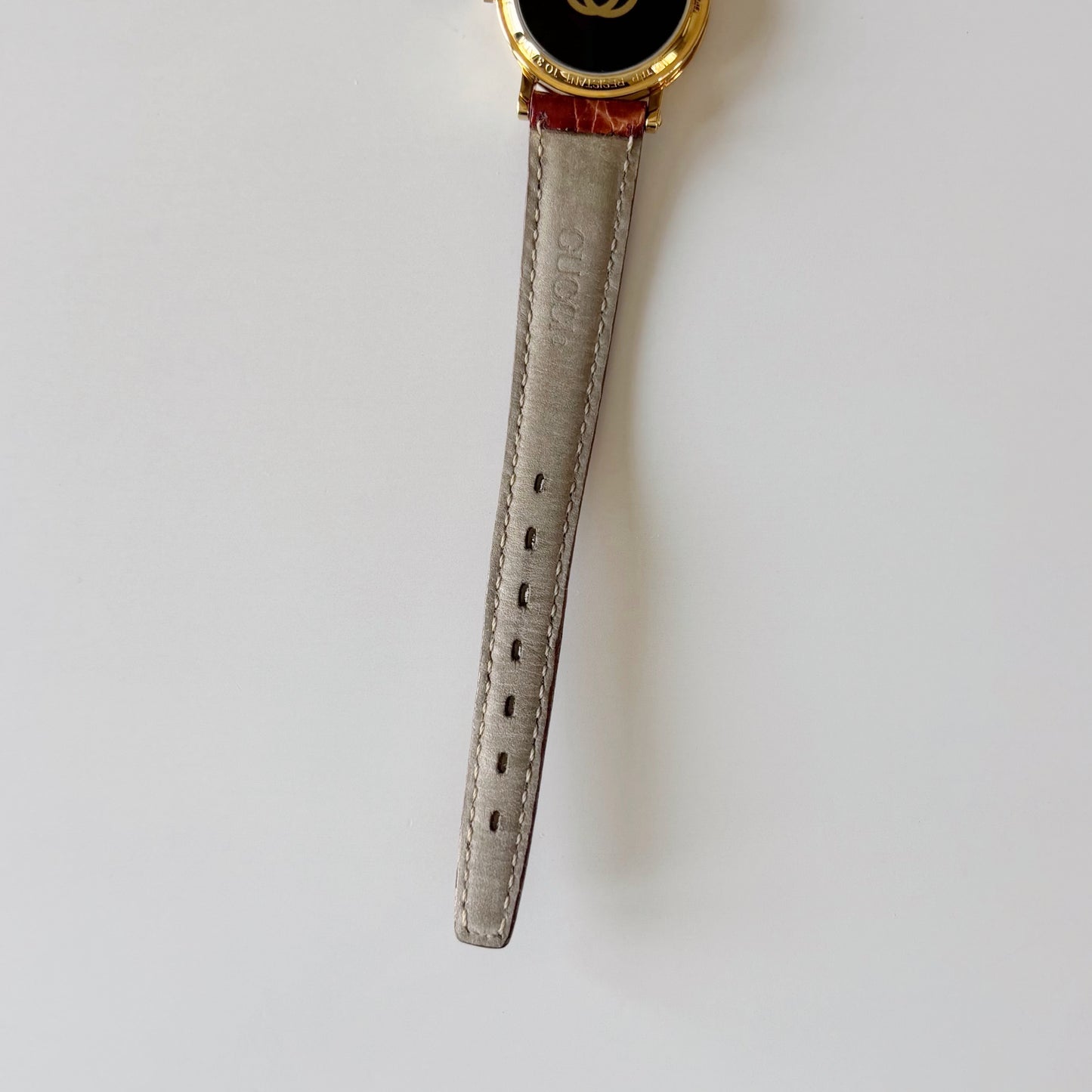 Gucci 1990s Date Round Dial Gold Plated Watch