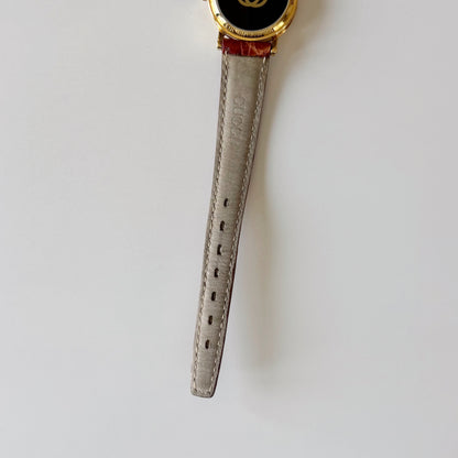 Gucci 1990s Date Round Dial Gold Plated Watch