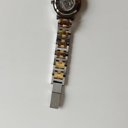 Hermes 1990s Clipper Round Dial Gold Plated Two Tone Watch