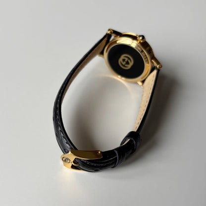 Gucci 1990s Date Round Dial Gold Plated Watch