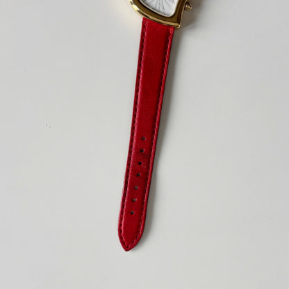Yves Saint Laurent 1990s Heart Dial Gold Plated Red Watch
