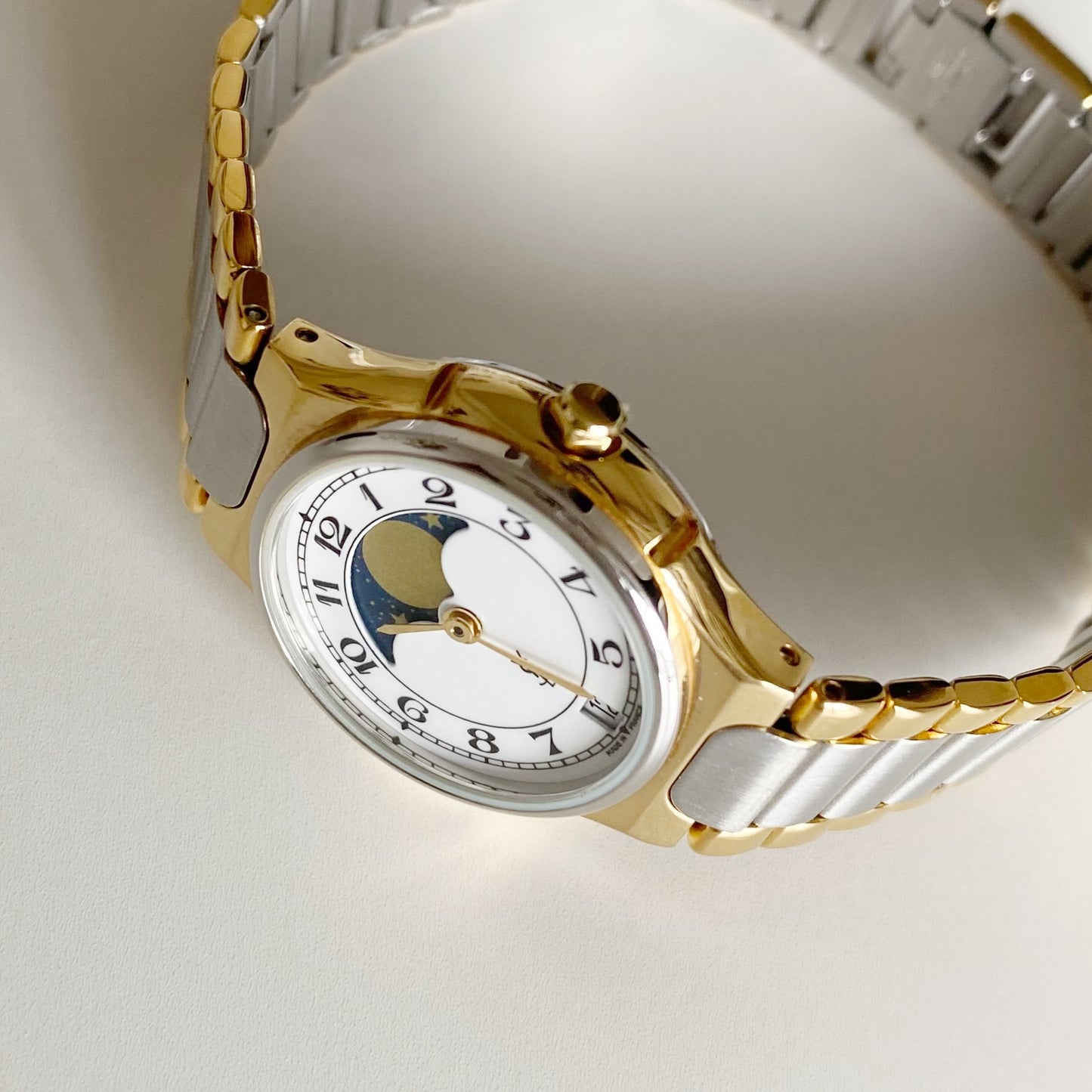 Yves Saint Laurent 1990s Moon Phase Two Tone Watch