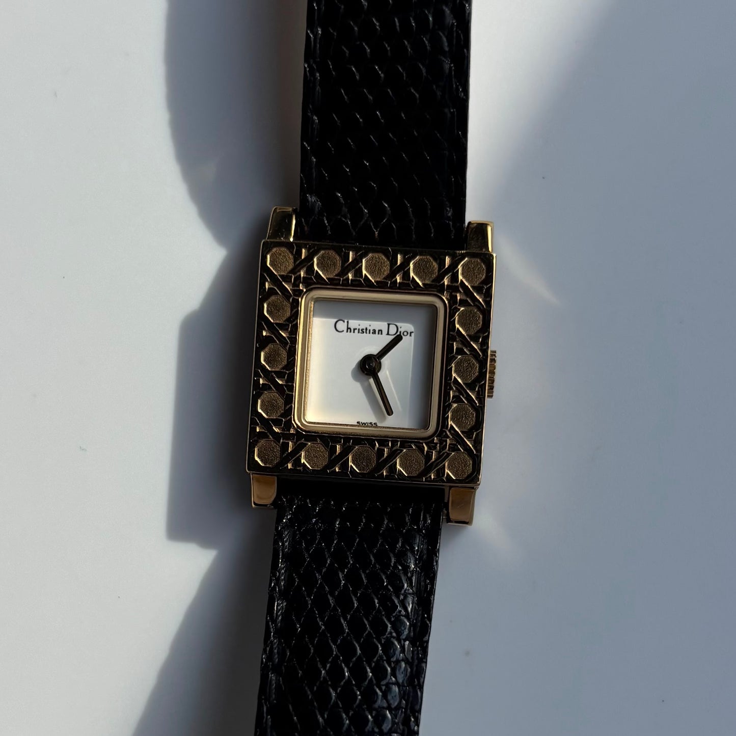Dior 1990s La Parisienne Interchangeable Strap Gold Plated Watch with 3 straps, case