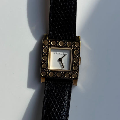 Dior 1990s La Parisienne Interchangeable Strap Gold Plated Watch with 3 straps, case