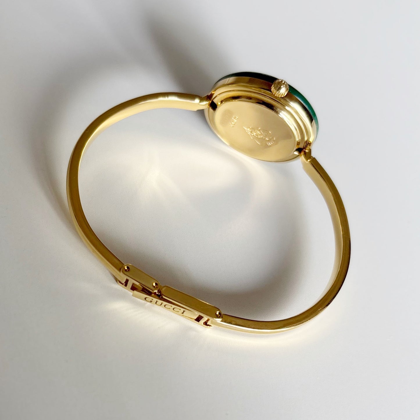 Gucci 1990s Interchangeable Bezel Gold Plated Bangle Watch with 12 bezels, case