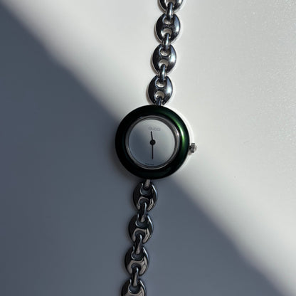 Gucci 1990s Interchangeable Bezel Stainless steel Chain Watch with 6 bezels, case