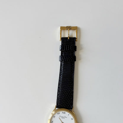 Dior 1990s Date Round Dial Gold Plated Watch (Large)