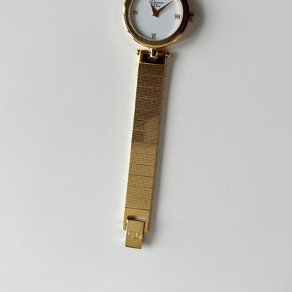 Dior 1990s Round Dial Gold Plated Watch