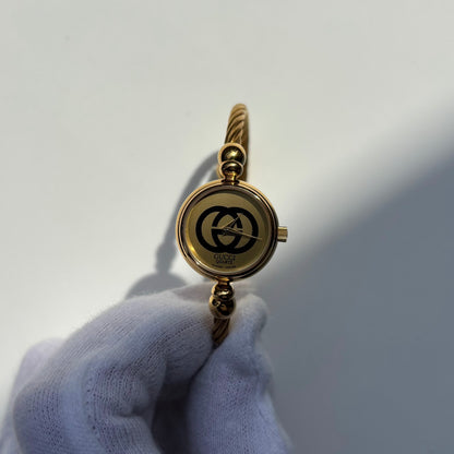 Gucci 1980s Round Dial Cable Band Bangle Watch